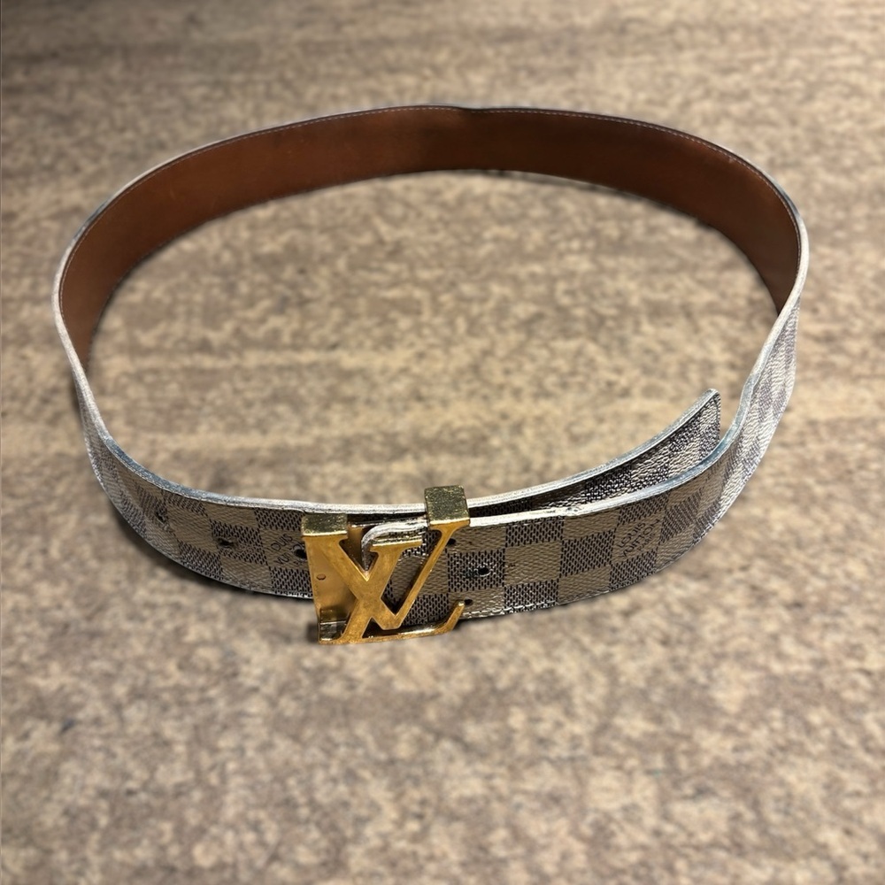 Louis Vuitton Damier Azur Belt – Gold LV Buckle – Men’s Size 90/36 - Picture 6 of 7